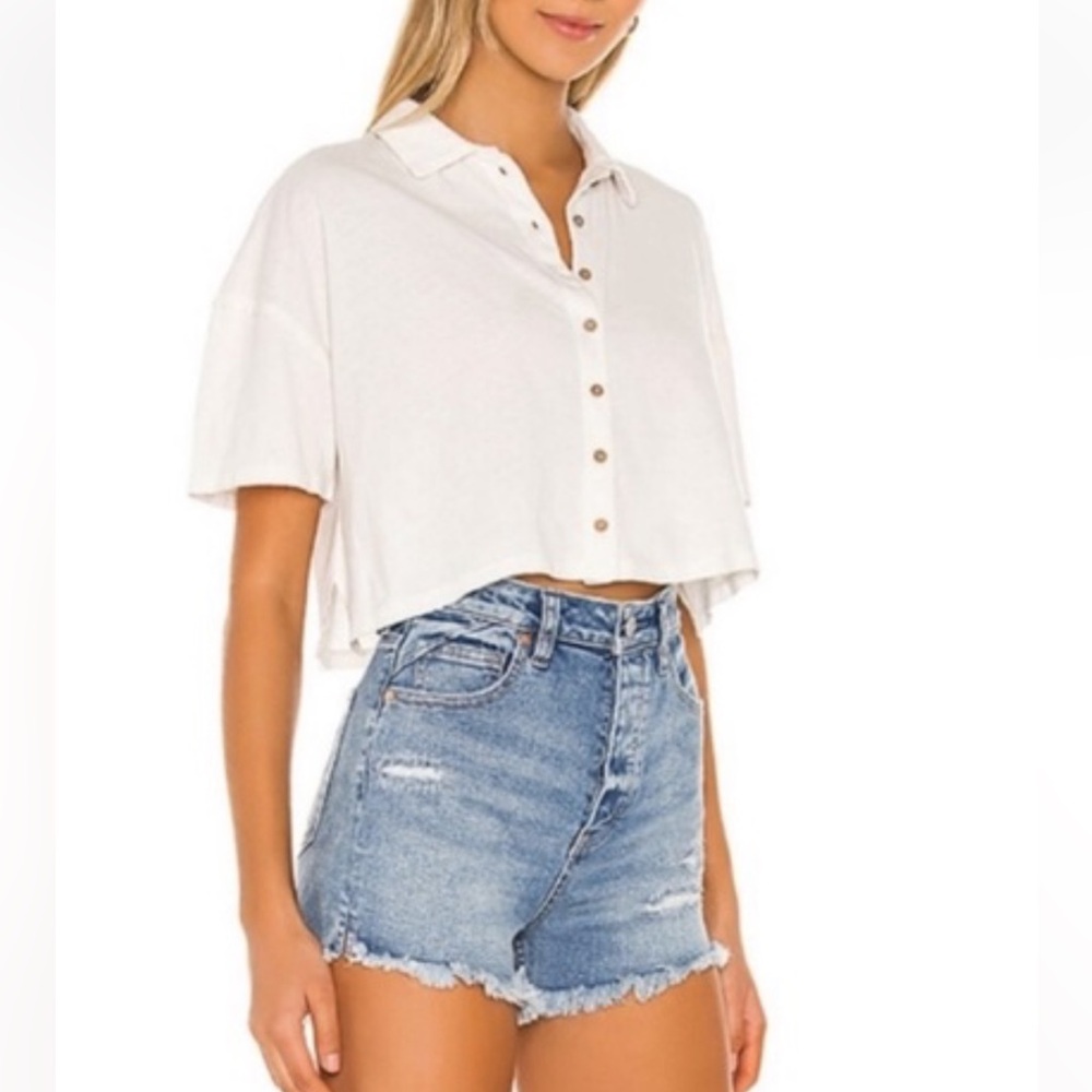 Free People | NWT Weekend Rush Cropped Button Down - Picture 2 of 5